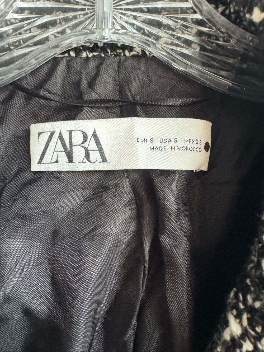 Zara Black & White Tweed Double-Breasted Cropped Jacket size S - Picture 3 of 7